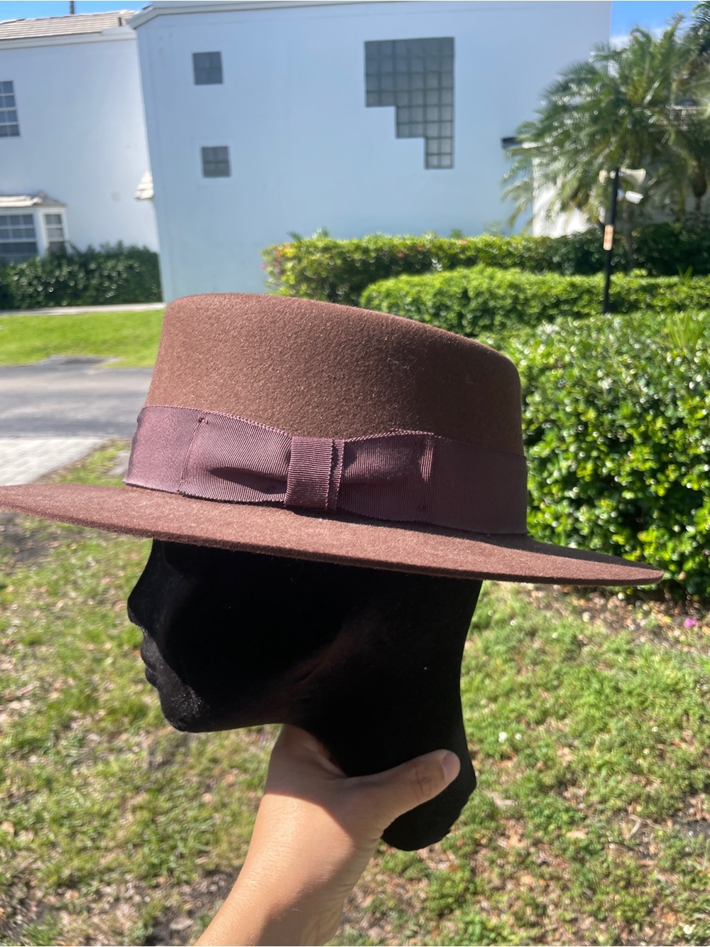 Classic Wide-Brim Rabbi Fur Felt Fedora in Brown with Bow Pork Pie Unisex